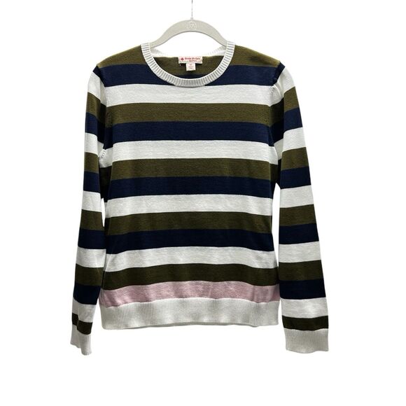 Brooks Brothers Sweaters - Brooks Brother Red Fleece Women's Striped Olive & Blue Cotton Sweater Size Small